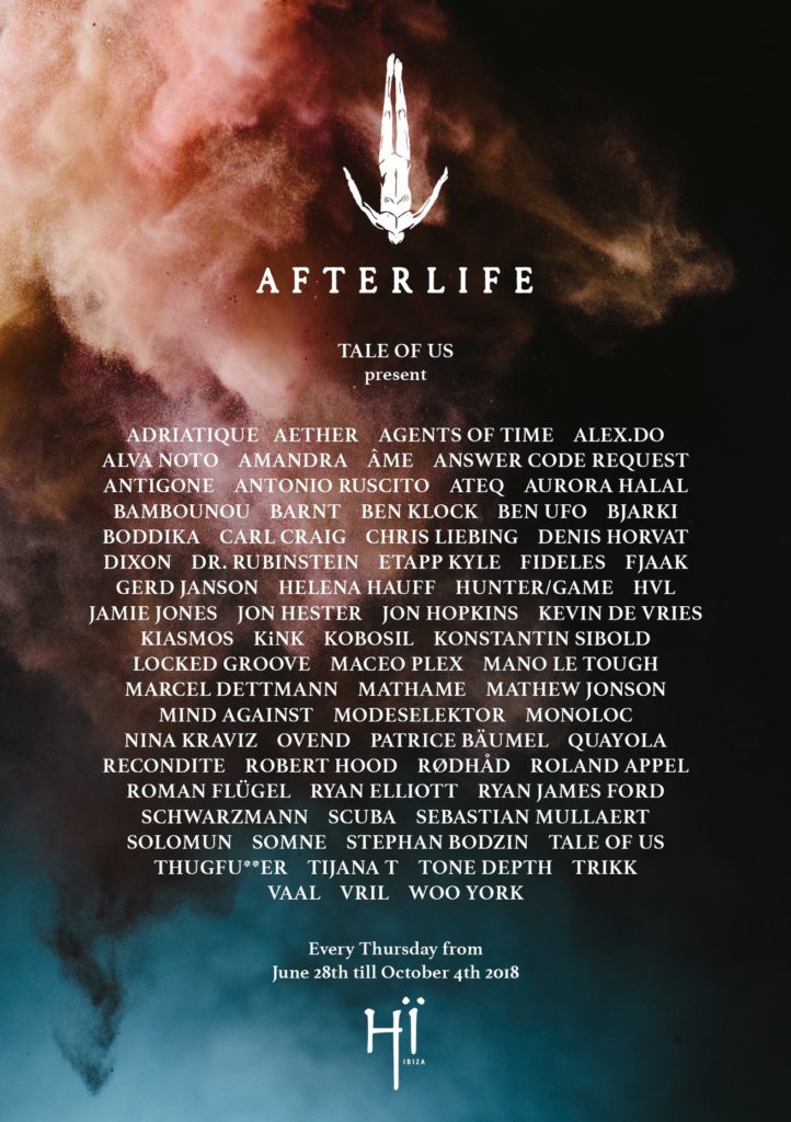 Line-Up des Afterlife Ibiza Events.