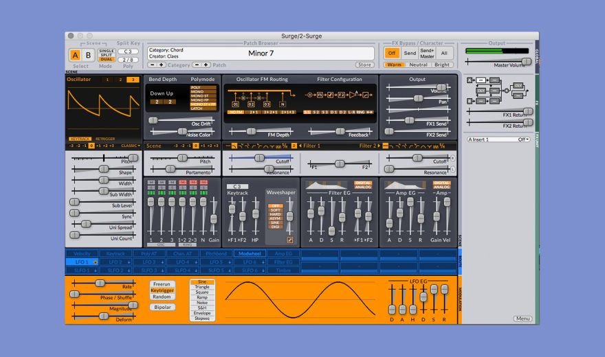 Surge Synthesizer ist kostenlos für macOS, Windows und Linux erhältlich