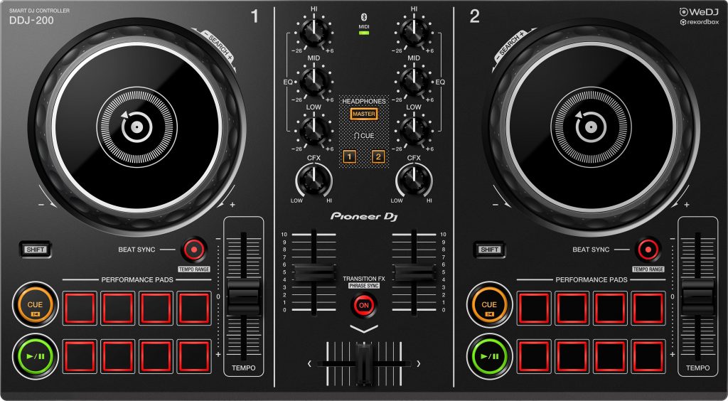 Der DDJ-200 DJ-Controller von Pioneer DJ von oben.