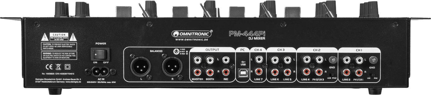 Omnitronic PM-444Pi Rückansicht