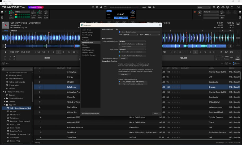 Die Software bietet, im Vergleich zur Vollversion, ein etwas abgespecktes Einstellungsmenü.